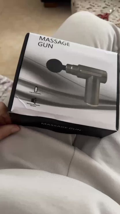 4-head Interchangeable Massage Gun with 6 Adjustable Settings, LCD Display, Low Noise, USB Rechargeable,