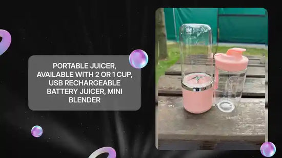 Portable Juicer, Available with 2 Or 1 Cup, USB Rechargeable Battery Juicer, Mini Blender by@Outfy
